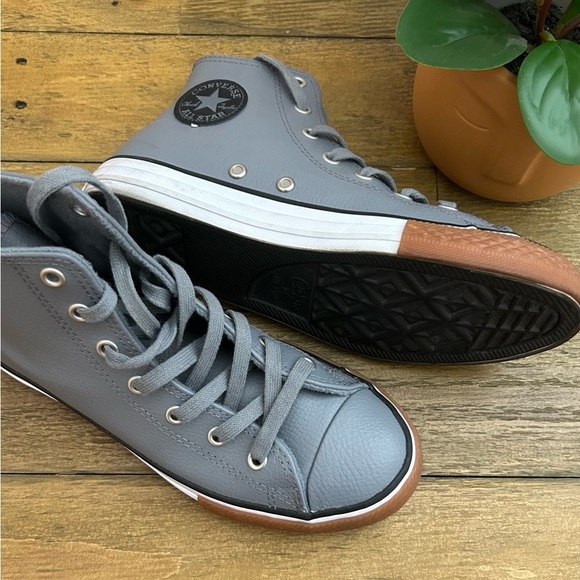 Converse Unique Special Edition Gray Leather High-Top Sneakers Fits 6.5 Women - Picture 2 of 9